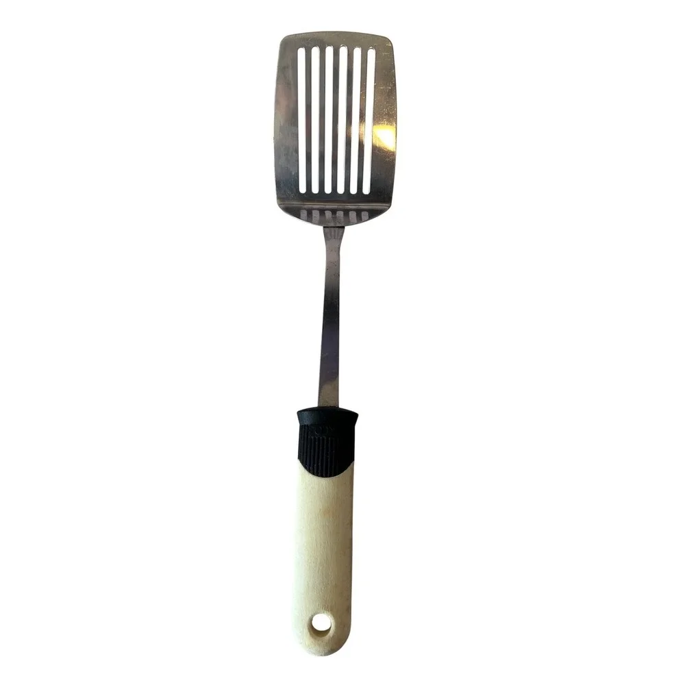 Ekco Vintage Metal Slotted Stainless Steel Kitchen Spatula Plastic Handle